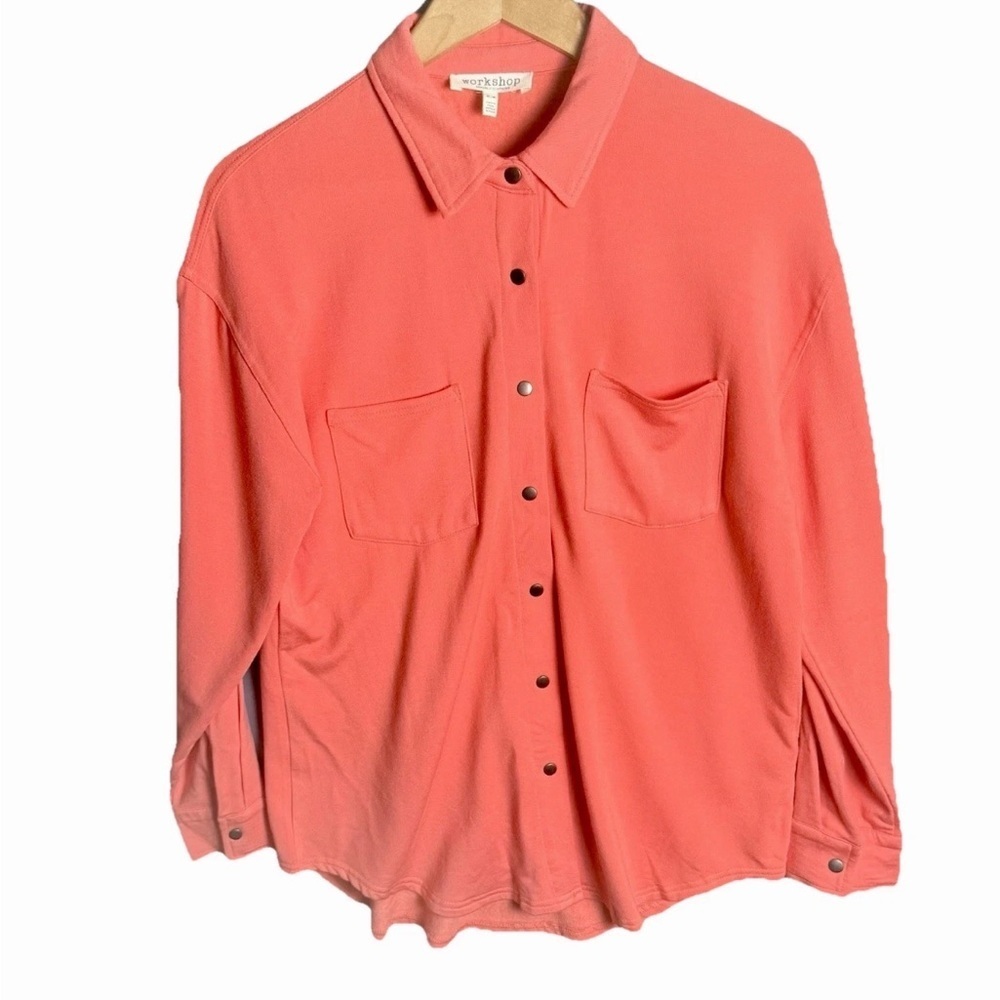Workshop Republic Women’s Shacket Size M Coral Snap Front Fleece - Picture 2 of 6